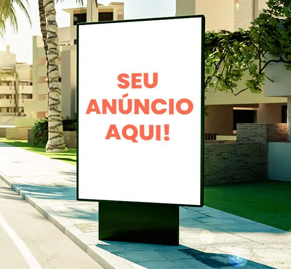 Exemplo de um espaço publicitário em um painel de calçada, escrito seu anúncio aqui!